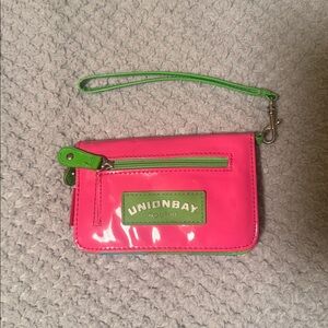 UNIONBAY Pink and Green Wristlet